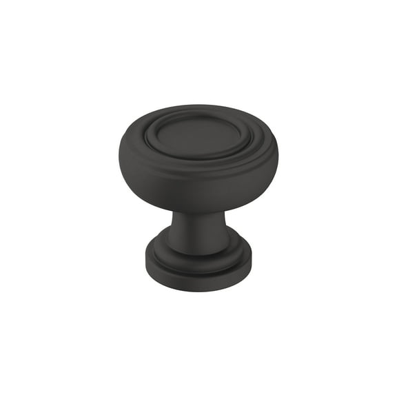 Amerock Ville 1-1/8 inch (29mm) Diameter Matte Black Cabinet Knob, 5 Pack