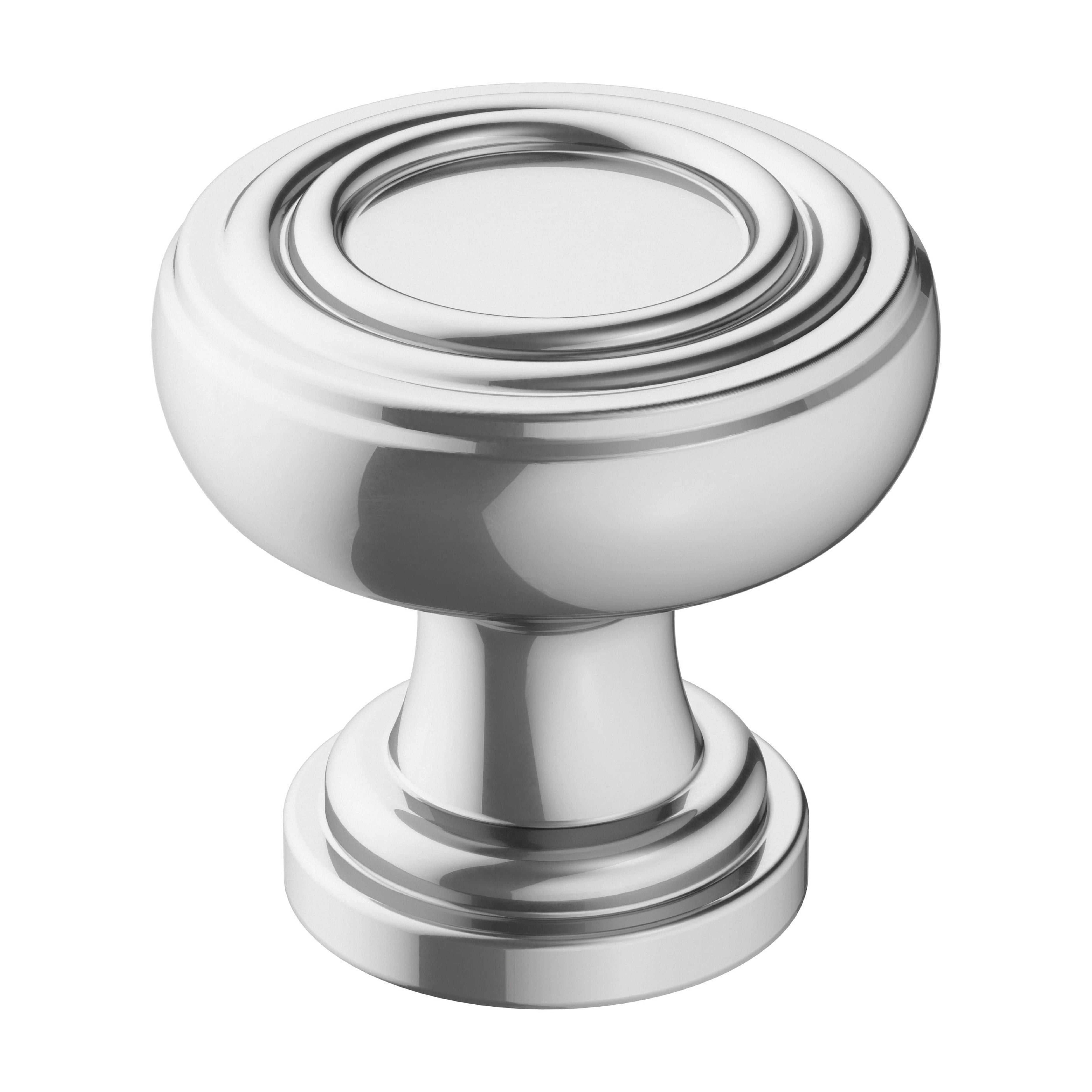 Amerock Ville 1-1/8 inch (29mm) Diameter Polished Chrome Cabinet Knob, 5 Pack