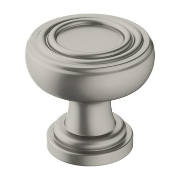 Amerock Ville 1-1/8 inch (29mm) Diameter Satin Nickel Cabinet Knob, 5 Pack