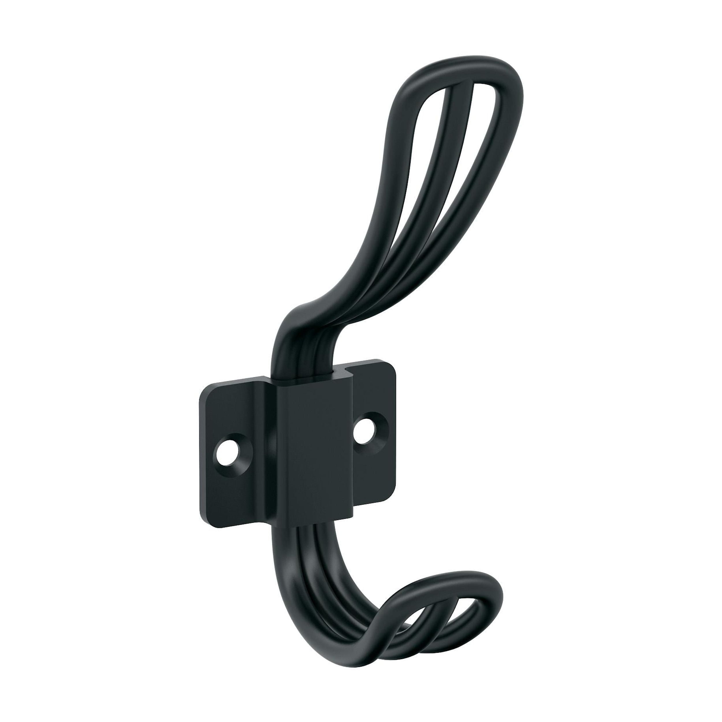 Matte Black Double Prong Decorative Metal Wall Hook