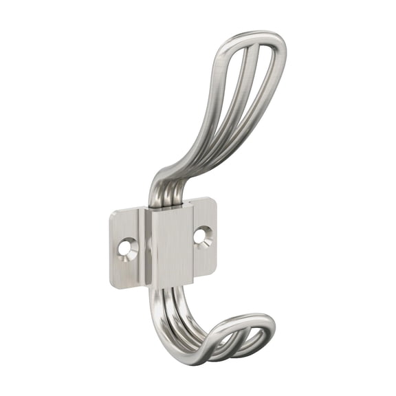 Amerock Vinland Transitional Double Prong Satin Nickel Wall Hook