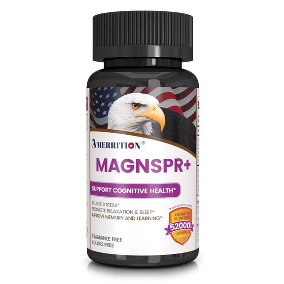 Amerrition MAGNSPR+ Magnesium Supplement for Sleep, Anxiety Relief & Muscle Relaxation - 60 Tablets