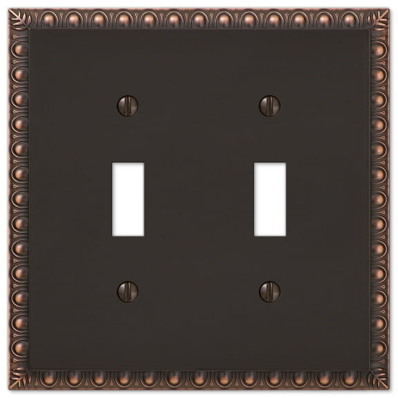 Amertac 90TTVB Egg & Dart Aged Bronze Cast Wall Plate, 2 Toggle