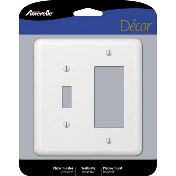 3009152 WALLPLT ST/WH 2GNG RK/TG Amerelle Devon White 2 gang Stamped Steel Rocker/Toggle Wall Plate (Pack of 1)