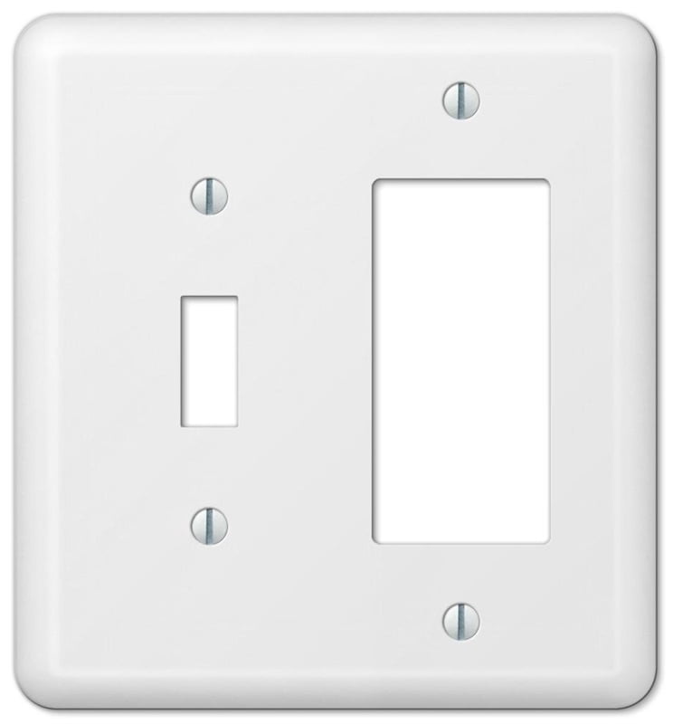 3009152 WALLPLT ST/WH 2GNG RK/TG Amerelle Devon White 2 gang Stamped Steel Rocker/Toggle Wall Plate (Pack of 1)