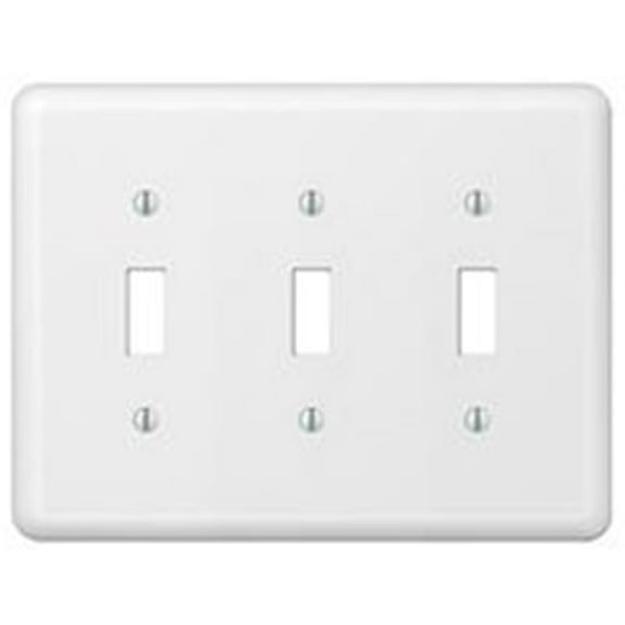 3009146 WALL PLT TOGGLE STL WHT Amerelle Devon White 3 gang Stamped Steel Toggle Wall Plate (Pack of 1)