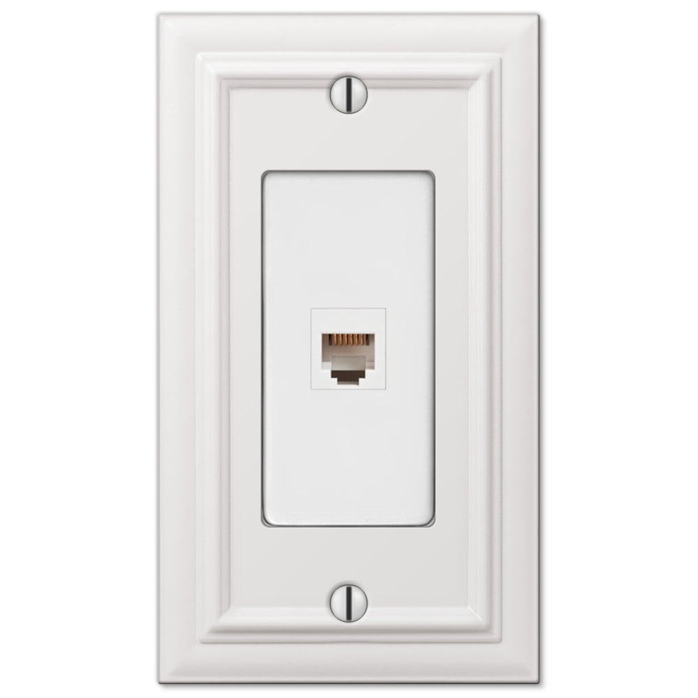 White Cast Metal Single Telephone Jack Wallplate