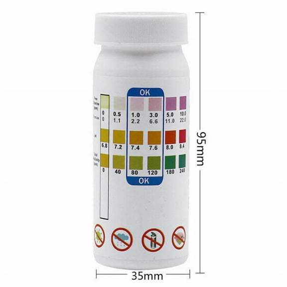 Amerteer 100Pcs Chlorine Dip Test Strip,Hot Tub SPA Swimming Pool PH Test Paper Bottle