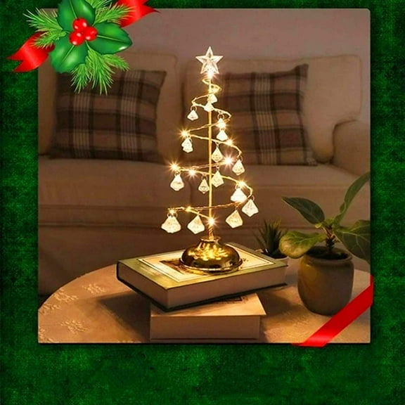 Amerteer 13Inch LED Christmas Tree Light, Crystal Tree Light, Battery Powered, Home Decoration,Festival,Party,Christmas,Night Light