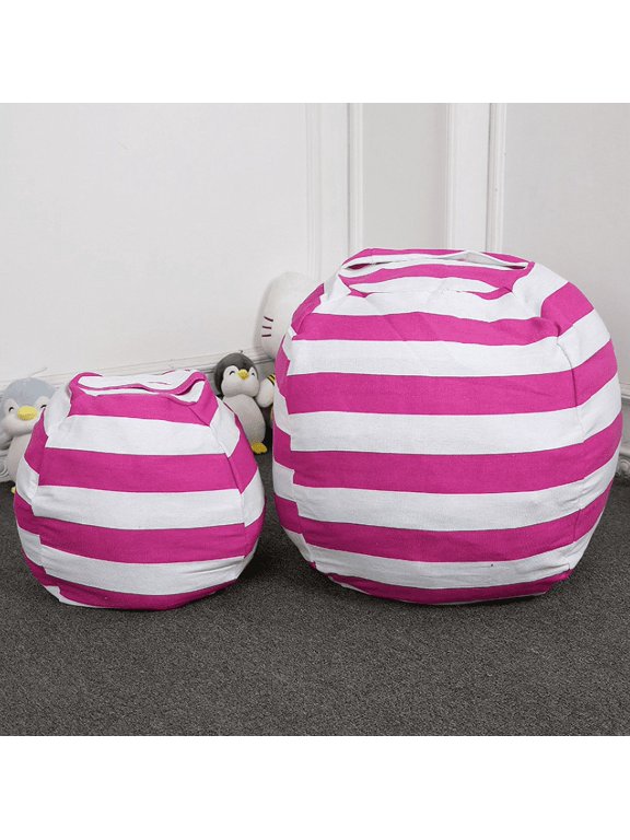 18" Stuffed Animal Storage Bean Bag Chair,Stuffed Animal Storage or Sack, Standard Stuff 'n Sit Organization for Kids Toys Household Supplies-Hot Red