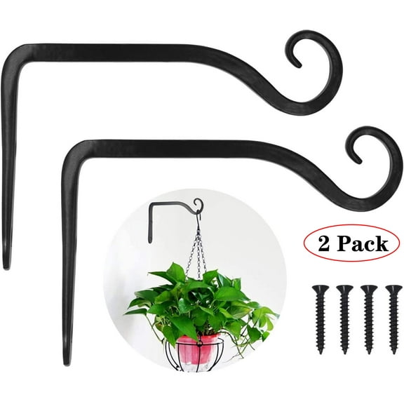 Amerteer 2 Pack Plant Hooks Iron Wall Hanger Decorative Bracket Holder 6 Inch for Bird Feeders, Planters, Lanterns, Wind Chimes Indoor Outdoor