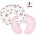 thumbnail image 1 of Amerteer 2 Pack Nursing Pillow Cover, Luxury Egyptian Cotton Soft Feeding Pillow Slipcovers for Baby Girls Boys, Fits Standard Infant Support Pillows Positioners- Lt Pink & Floral, 1 of 8
