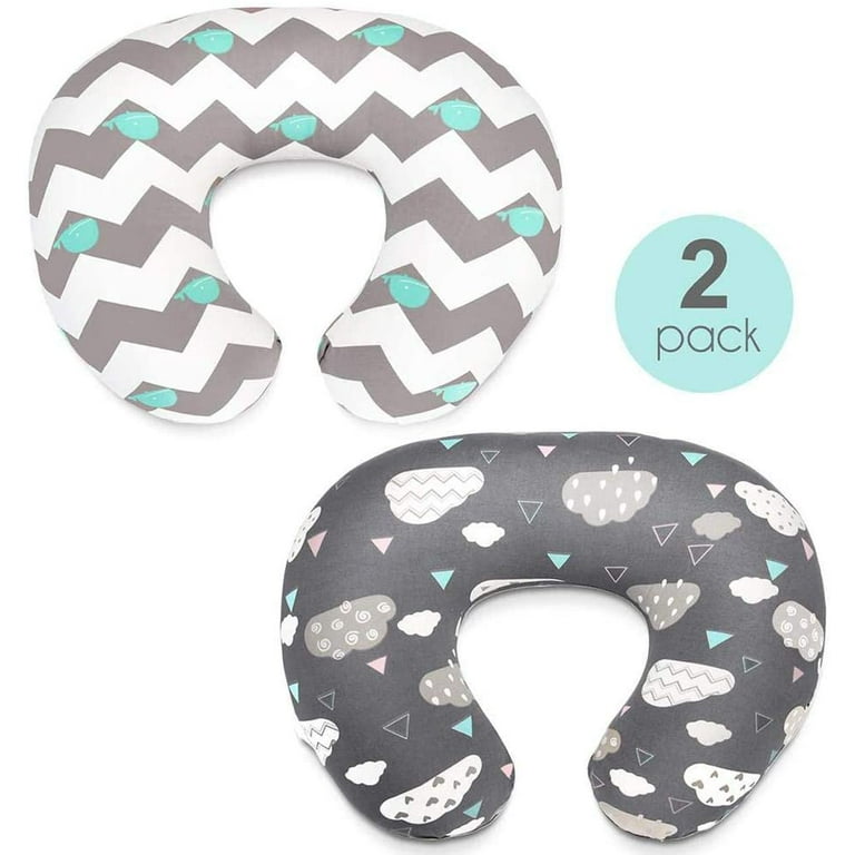 Amerteer 2 Pack Pillow Cover Soft and Comfortable for Breastfeeding Moms Soft Fabric Fits Snug On Infant Nursing Pillows to Mothers While Breast