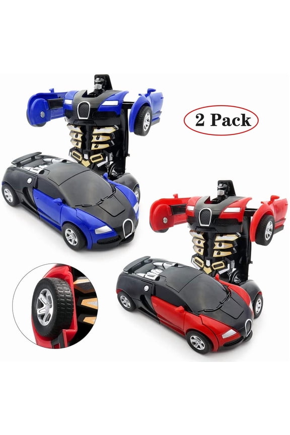 2 Pack Robot Car Toy 2 in 1 Deformation Car for Kids Boys Playing Best Christmas Birthday Gifts for 4 5 6 7 8 Year Old Girls Boys
