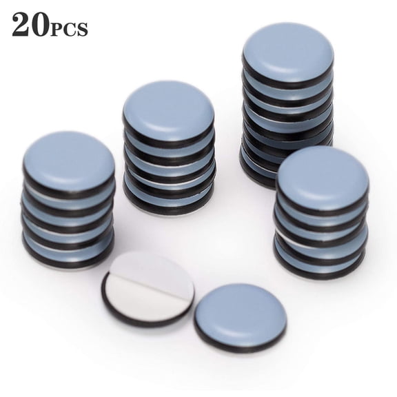 Amerteer 20 PCS Adhesive Magic Telfon Furniture Self Stick Sliders Glides Kits for Hardwood Floor Carpet Tile Nail in,Easy Installation- Best Floor Protector(1inch）