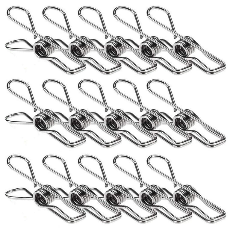 Amerteer 20 Pack Heavy Duty Stainless Steel Wire Clips for Drying on  Clothesline Clothespins Hanging Clip Hooks for  Laundry,Kitchen,Backyard,Outdoor
