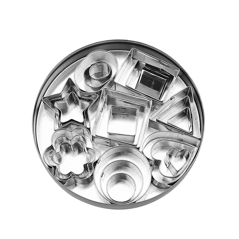 Amerteer 24-Piece Stainless Steel Mini Geometric Shaped Cookie 