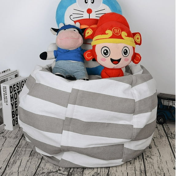 Amerteer 24" Stuffed Animal Storage Bean Bag Chair,Stuffed Animal Storage or Sack, Standard Stuff 'n Sit Organization for Kids Toys Household Supplies-Gray