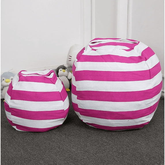 Amerteer 24" Stuffed Animal Storage Bean Bag Chair,Stuffed Animal Storage or Sack, Standard Stuff 'n Sit Organization for Kids Toys Household Supplies-Hot Red