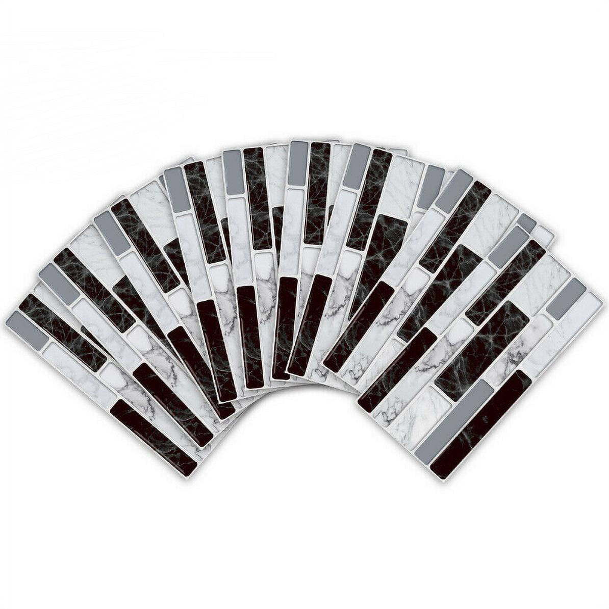 Amerteer 27Pcs 3D Stone Brick Self Adhesive Tile Sticke, 7.87"x3.94" Peel and Stick Backsplash Tile for Kitchen, Marble Grey