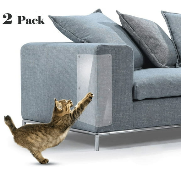 Amerteer 2PCS Couch Defender for Cats, Stop Pets from Scratching Furniture,Premium Heavy Duty Flexible Vinyl Protector with Pins ,Corners Scratch Cover ,Claw Proof Pads for Upholstered Furniture