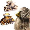 thumbnail image 1 of Amerteer 2PCS Medium Hair Claw Clips Tortoise Shell French Design Celluloid Hair Clamps Non Slip Grip Jaw Clips for Women, 1 of 7