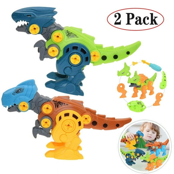 Amerteer 2Pcs Dinosaur Toys - Take Apart Building Play Set STEM, Fun Construction Engineering Play Kit with Egg Decorator Screwdriver Tool, Best Toy Gift for Boys & Girls Ages 3 Years Old and Up