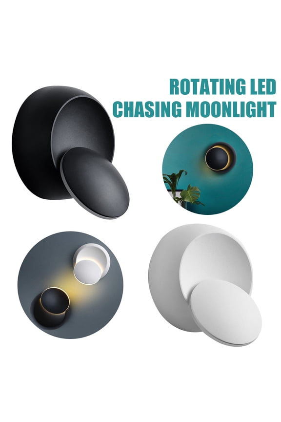 360° Rotation Bedroom Living Room Staircase Aisle LED Round Crescent Wall Lamp Night Light Simple and Creative Modern Bedside Lamp 360° Rotation Warming Lights