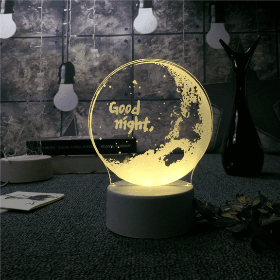 Amerteer 3D USB Table Light, Bedroom Bedside Table LED Night Light, Energy Saving Sleep, Seven Colors