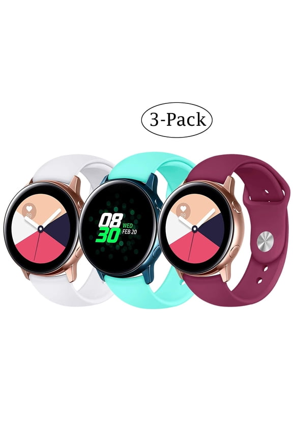 3Pack For Samsung Galaxy Watch Active 2 Replacement Silicone Quick Release Stylish Sport Wrist Band Straps Wristbands Bracelet Watch Band
