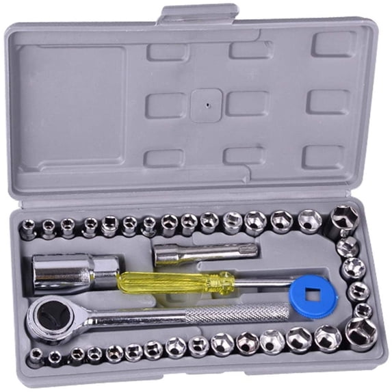 Amerteer 40pcs Driver Socket Set - Metric & SAE Sockets 1/4-Inch and 3/8-Inch Drive Socket Organizer Kit with Combination Torque and Insulated Handles