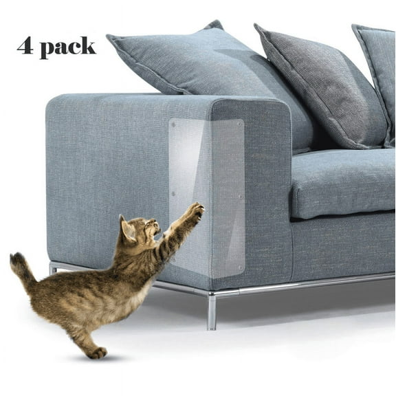 Amerteer 4PCS Couch Defender for Cats, Stop Pets from Scratching Furniture,Premium Heavy Duty Flexible Vinyl Protector with Pins ,Corners Scratch Cover ,Claw Proof Pads for Upholstered Furniture