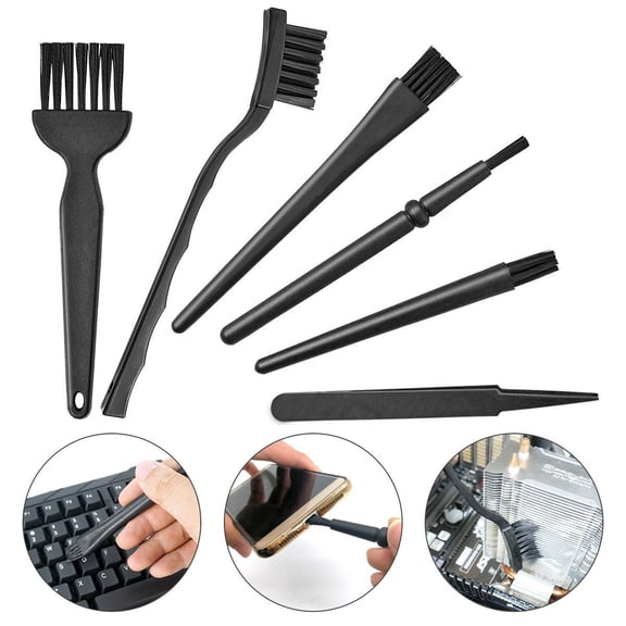Amerteer 6 In 1 Mini Anti Static Computer Keyboard Cleaner for PC Laptop, Brush Dust Cleaning Kit Tools,Black