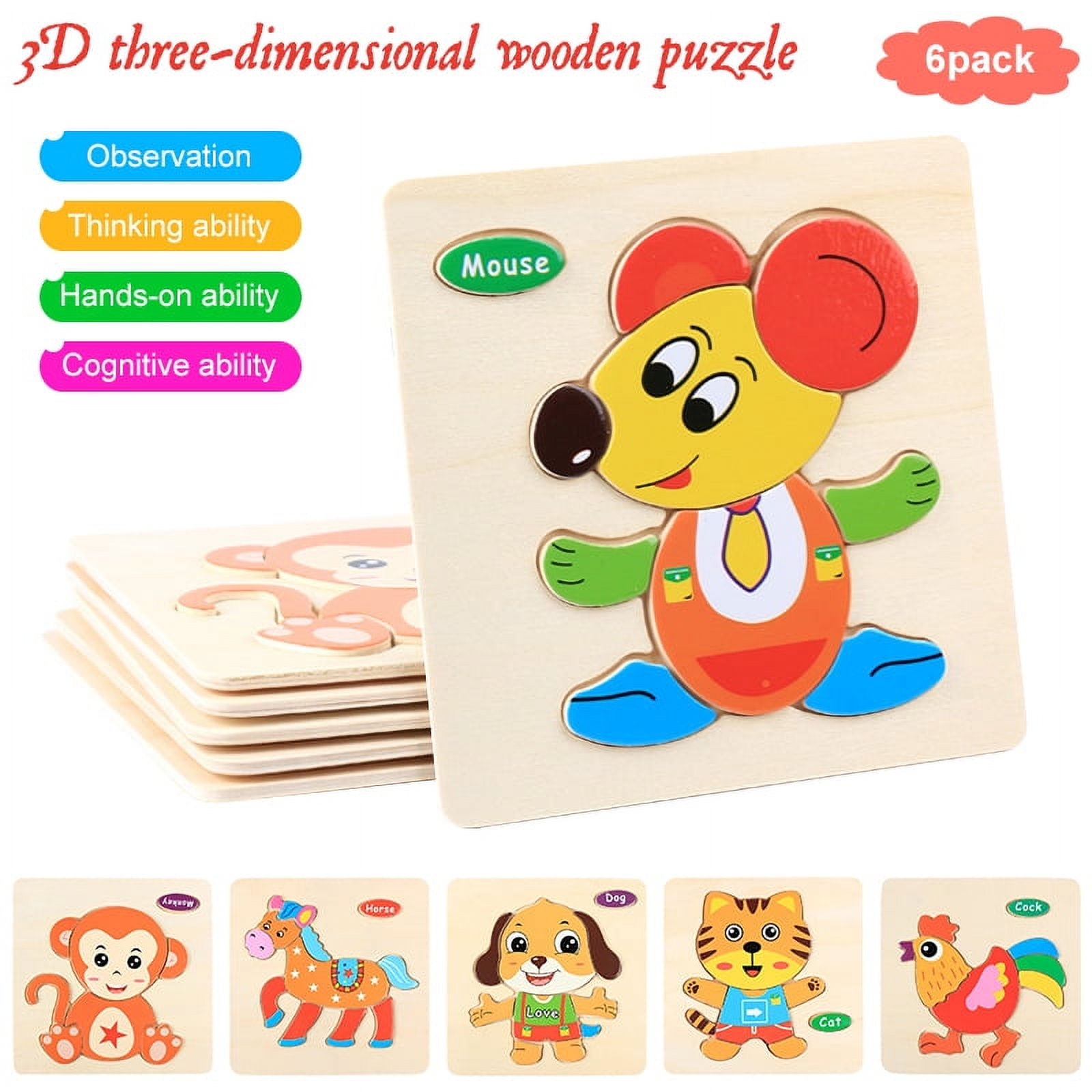 Amerteer Wooden Animal Jigsaw Puzzles for Montessori Schools - Walmart ...