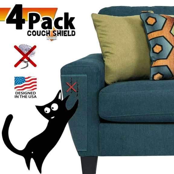 Amerteer Anti-Scratch Couch Defender for Cats, Clear & Gray (4 Pack)