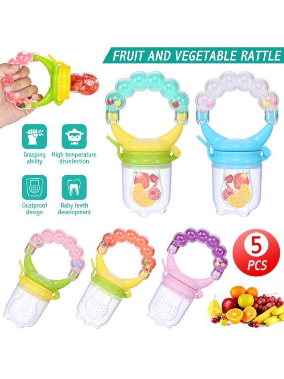 Baby Fresh Fruit Food Feeder Nibbler Pacifier|Training Massaging Toy Teether|Food Grade Soft Safe BPA-Free Silicone Pouches|Babies Toddlers Infants Kids