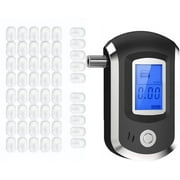 Amerteer Breathalyzer, Personal Alcohol Tester with 50 Mouthpieces, Professional-Grade Accuracy Portable BAC Tester with Blue Backlight LCD Screen Sound Alarm Digital Home Use Black