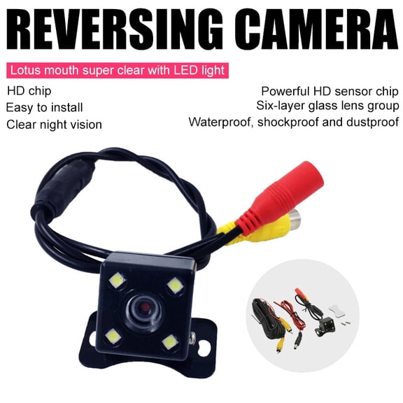 Amerteer Car Rear View Camera Reverse Camera High Definition Camera 170CCD Wide Angle Waterproof Night Vision Car Rear View Parking Cam-4 LED