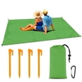 thumbnail image 1 of Amerteer Outdoor Proof Beach Blanket/Compact Pocket, Extra Large 79”x 55” Beach Mat, Big & Compact Sand Free Mat Quick Drying, Lightweight & Durable with 4 Stakes& 1 Carabiner, 1 of 7
