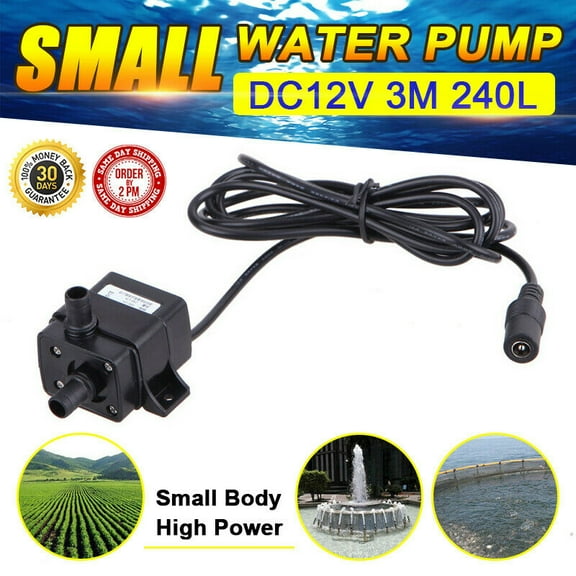 Amerteer DC12V 3.6W 3m 240L/H Mini Garden Ultra-quiet Brushless Submersible Water Pump