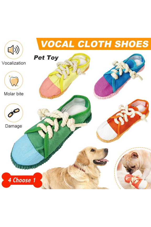 Dog Chew Toys, Dog Squeaky Slipper Toys, Interactive Pet Stuffed Teeth Cleaning Toys, Pet Dog or Cat Hide and Seek Puzzle Toys for Small Puppies and Medium Dogs, Cotton Rope, Stress Relief