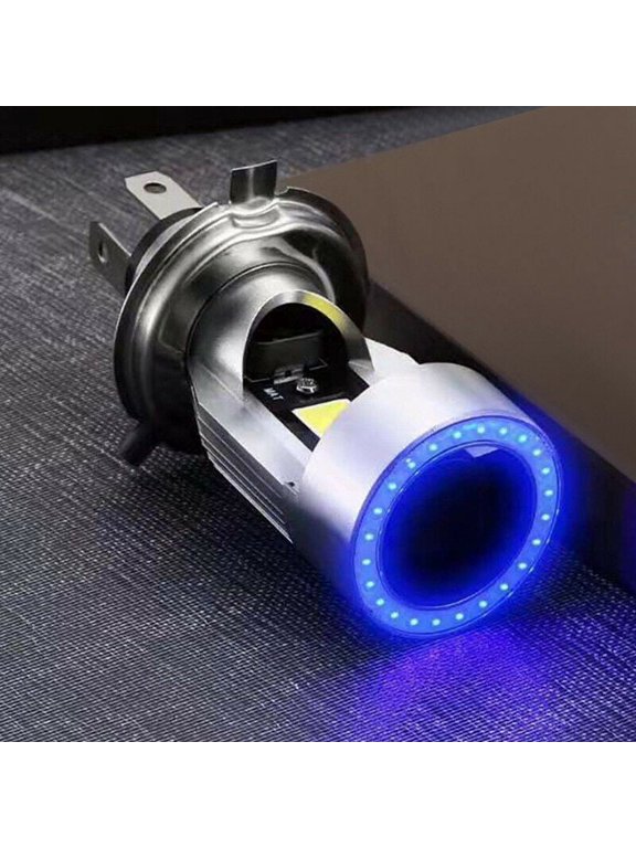 H4 HB2 9003 2600LM Motorcycle LED Headlight Kit Hi/Lo Bulb With Blue Halo Rings