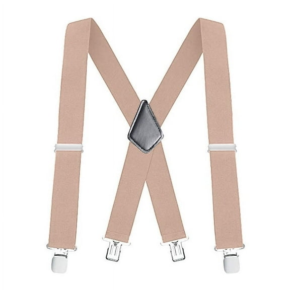 Amerteer Heavy Duty Clip Suspenders Men's Adjustable X-Back Straps with Clips, Black