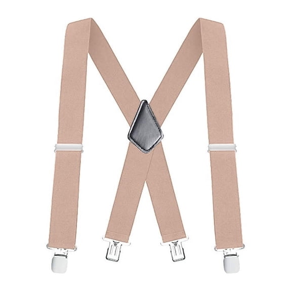 Amerteer Heavy Duty Clip Suspenders Men's Adjustable X-Back Straps with Clips, Black