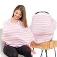 thumbnail image 1 of Amerteer Infant Nursing Cover for Car Seat, Multi Use, Pink and White Stripes, 1 of 7