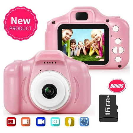 Amerteer Kids Camera,13MP 1080P Children Digital Cameras for Boys/Girls Birthday, Christmas Toy Gifts 3-12 Year Old (16G TF Card Included) - Pink (3.5"L x1.6"W x1.8"H)