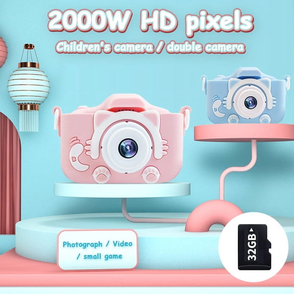 Amerteer Kids Digital Cameras for Girls Boys,20MP Dual Lens 2.0 Inch IPS Color Screen,1080P HD Children Digital Video Toy Cameras Mini Camcorder for 3-12 Years Kids Birthday Gifts+32G TF Card