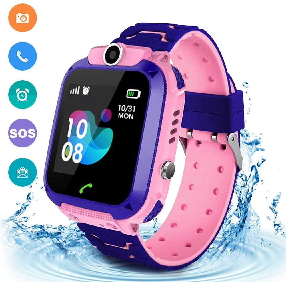 Amerteer Kids Waterproof Smart Watch Phone, AGPS Tracker Touchscreen Anti-Lost Smartwatch SOS Alarm Clock Camera Smart Watch Christmas Birthday Gifts for 3-12 Boy Girls