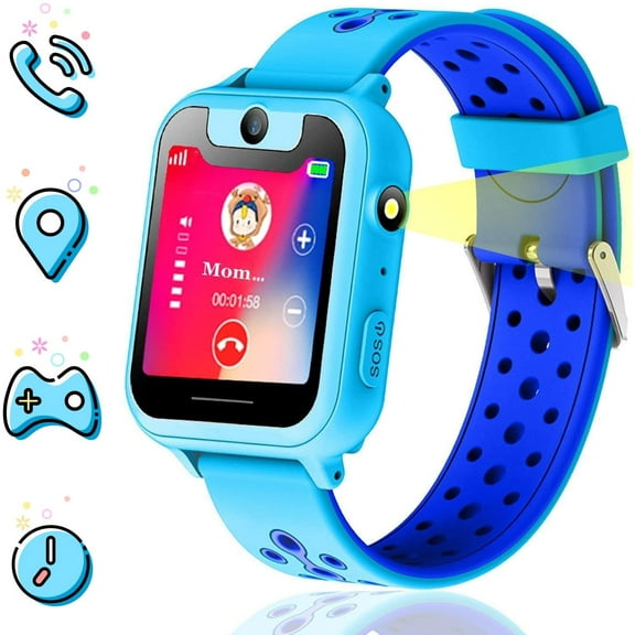 Amerteer Kids smartwatch, Kids GPS Watch Gifts for 4-8 Year Old Girls Touchscreen Camera Game Compatible with 2G T-Mobile Birthday Gift for Kids(S6-Blue)