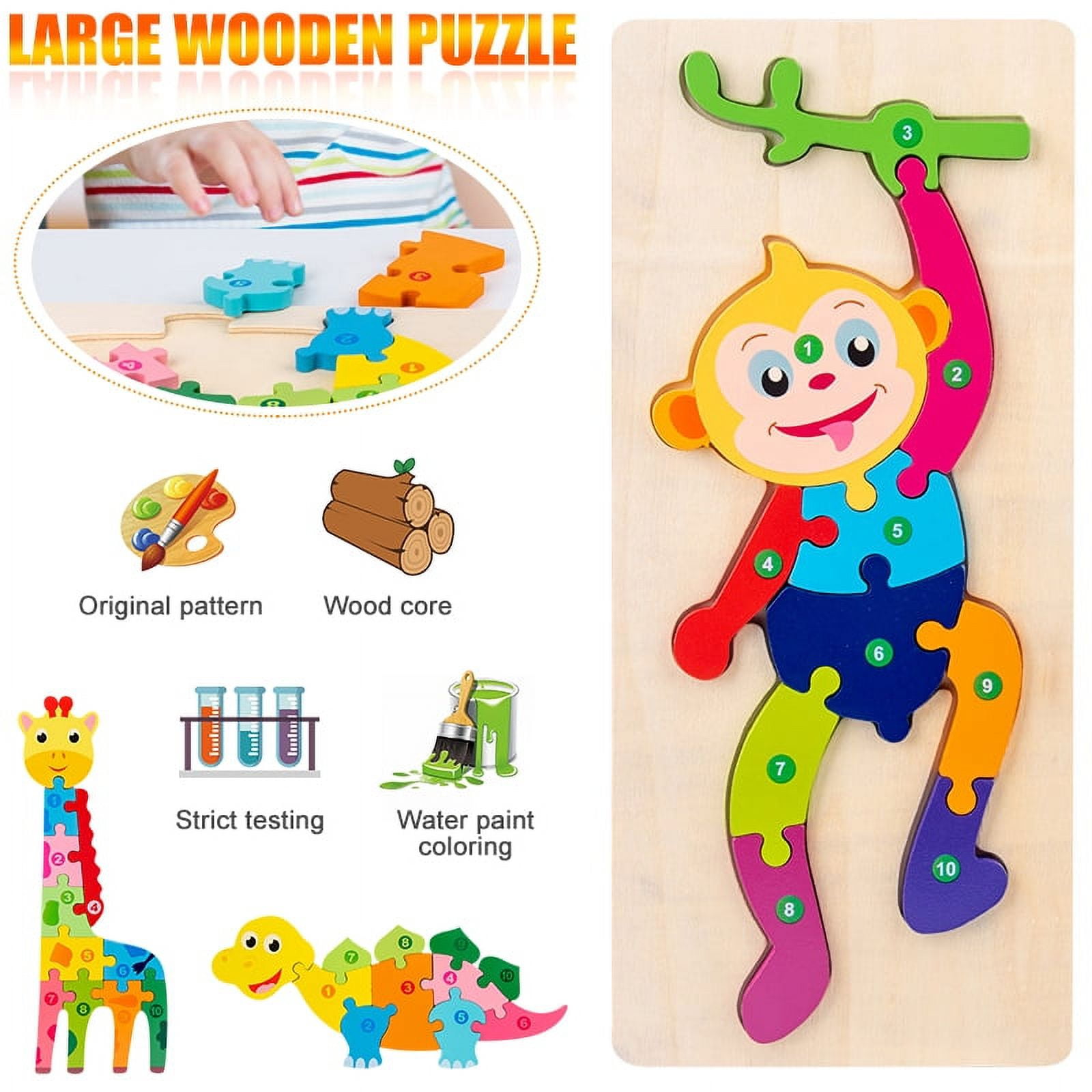 Amerteer Large Wooden Puzzles for Toddlers, Animal Jigsaw Puzzles for